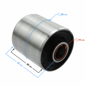 Tuleja długość 22mm średnica wewnętrzna tuleji 10mm średnica zewnętrzna tuleji 28mm