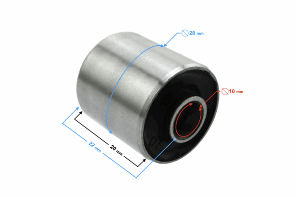 Tuleja długość 22mm średnica wewnętrzna tuleji 10mm średnica zewnętrzna tuleji 28mm