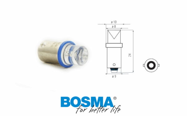 Żarówka bosma 12v 1*led standard ba9s blue wide viewing blister