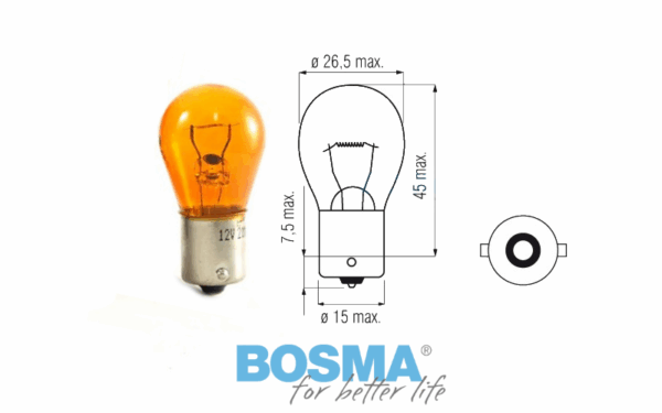 Żarówka bosma 12v 21w ba15s pomarańczowa 4155 op 10 szt