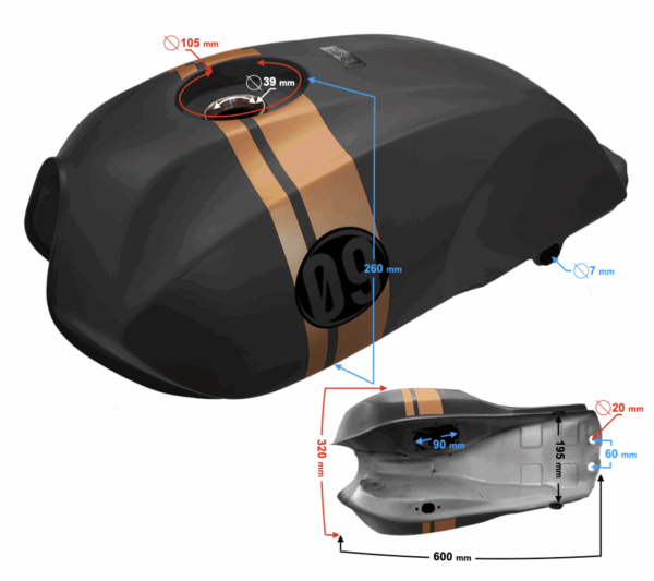 Zbiornik paliwa bak grafitowy cafe racer