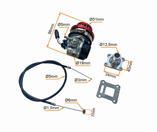 Gaźnik Pocket Bike Kpl Linka Króciec Filtr MotoGeneric - obrazek 6