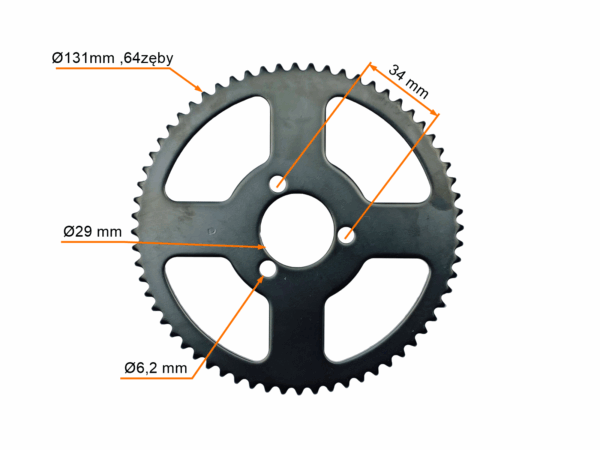 Zębatka Tył Pocket 25h 64 Zęby Śr Wew 29mm MotoGeneric - obrazek 2