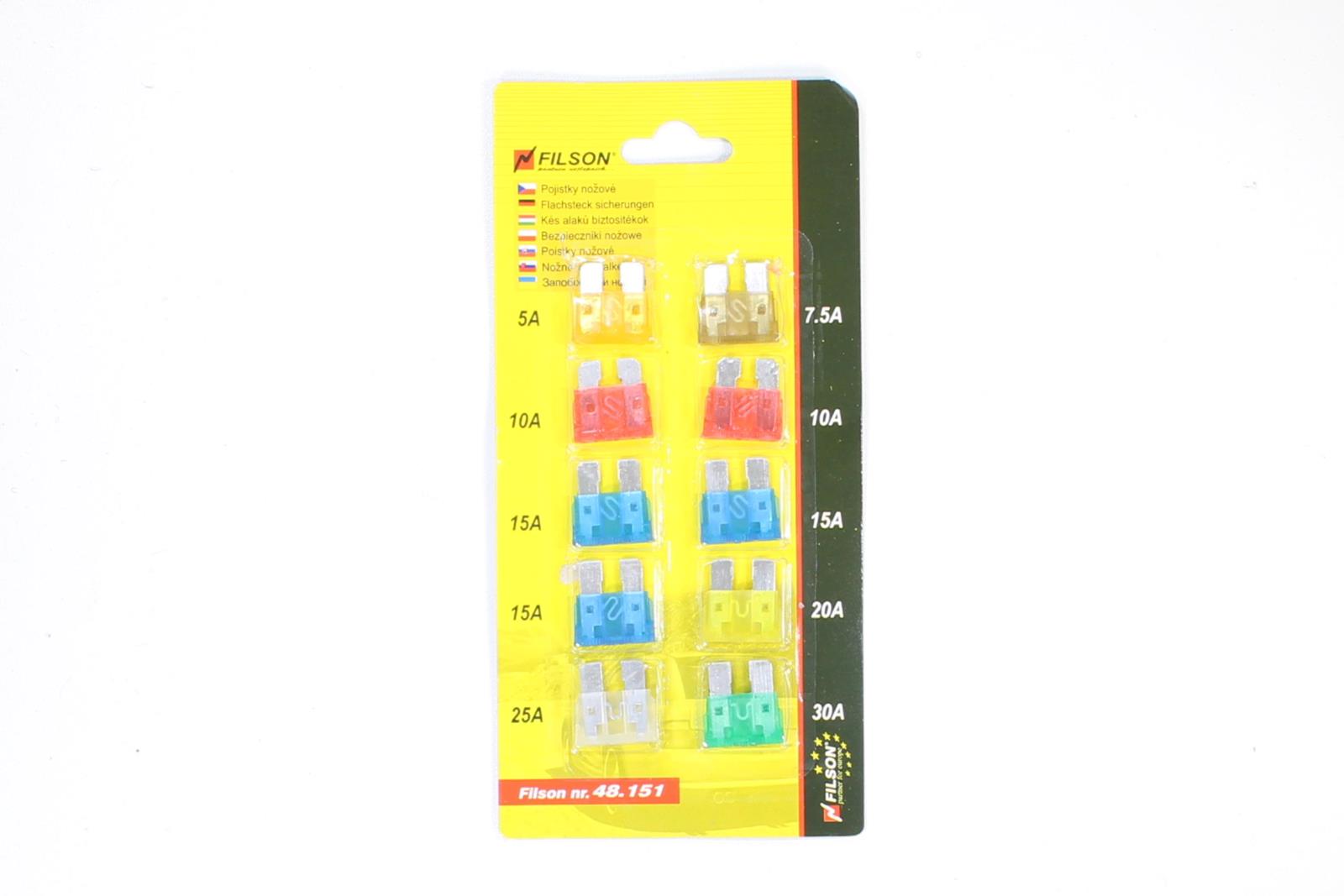 Bezpieczniki płytkowe 5a 7,5a 10a 15a 20a 25a 30a 10szt