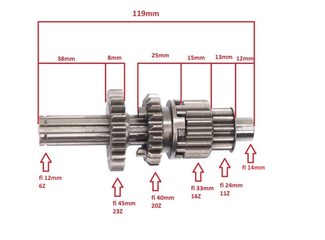 Wałek skrzyni biegów cross street 125 4 biegi kpl tz Wałek skrzyni biegów cross street 125 4 biegi kpl tz - obrazek 2