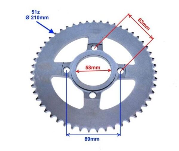 Zębatka tył 51z 428 do romet crs50 125 - obrazek 2