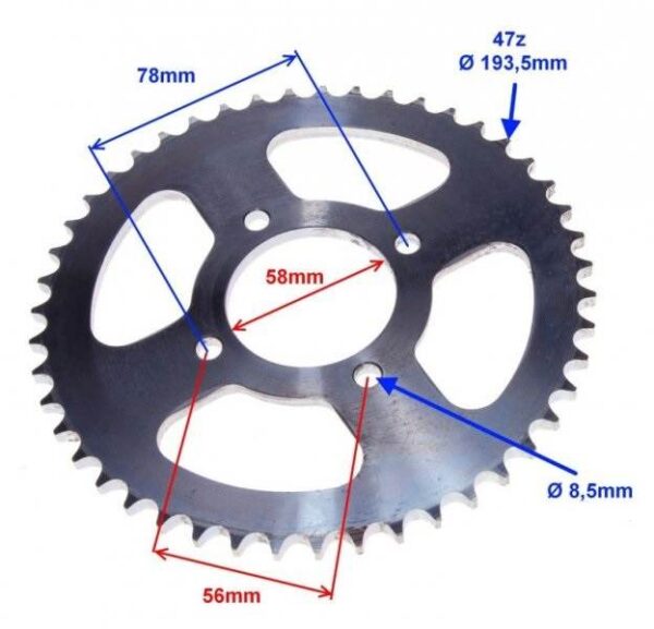 Zębatka tył 47z 428h neken shaft street - obrazek 2