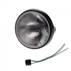 Lampa 7" h4 12v czarna / ramka czarna emark