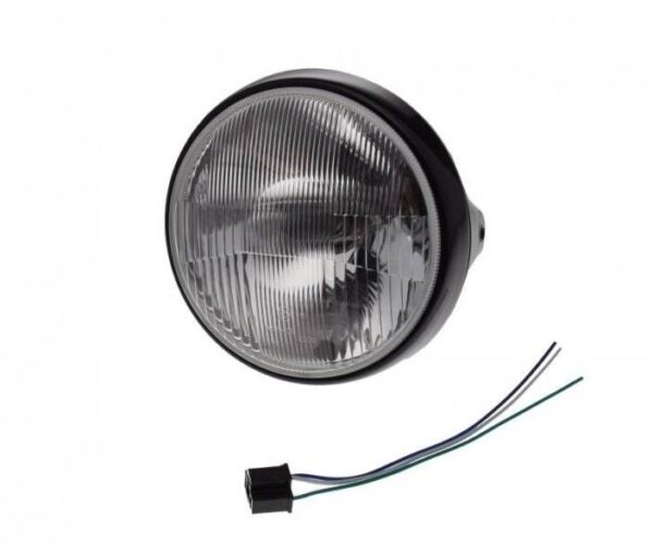 Lampa 7" h4 12v czarna / ramka czarna emark