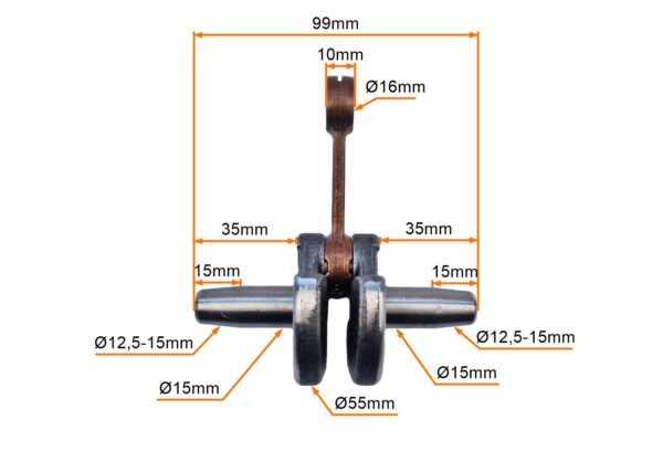 Wał Korbowy Pocket Bike Typ 44-6, Sworzeń 16mm MotoGeneric - obrazek 2