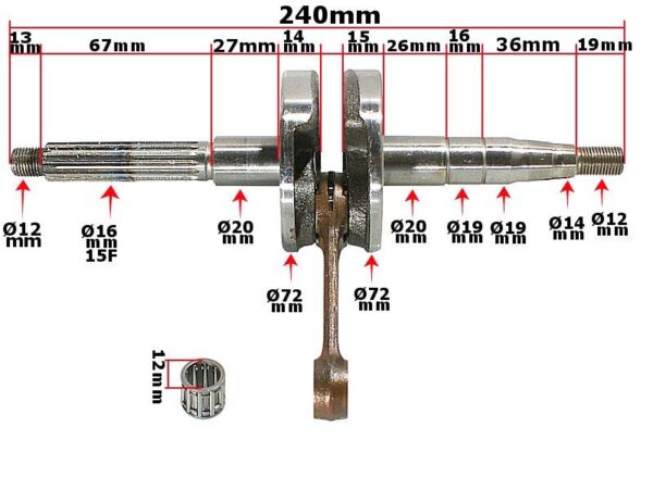 Wał korbowy keeway pin 12mm rob
