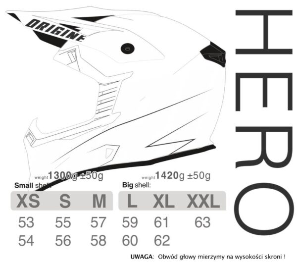 Kask origine hero mx fluo orange-black matt xs - obrazek 3