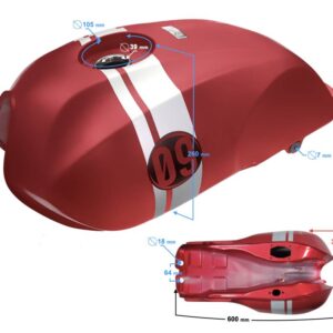 Zbiornik paliwa bak bordowy wersja 2 cafe racer 50