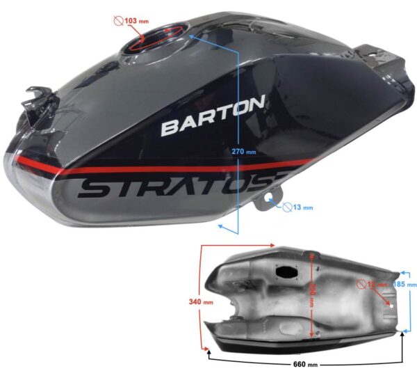 Zbiornik paliwa bak czerwony stratos 125
