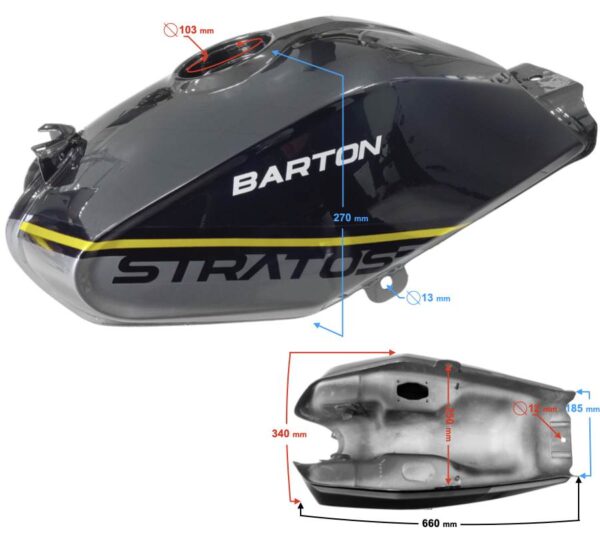 Zbiornik paliwa bak żółty stratos 125 - obrazek 3