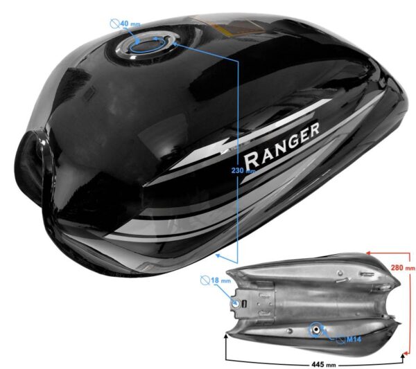 Zbiornik paliwa bak czarny ranger classic e5