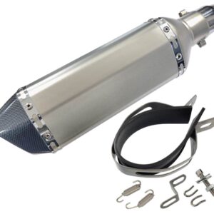 Tłumik tunningowy uniwersalny stal013370 mm kolor tytanowy)- końcówka czarna