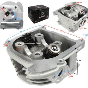 Głowica skuter 4t 80cc 139qmb długie zawory bez recyrkulacji