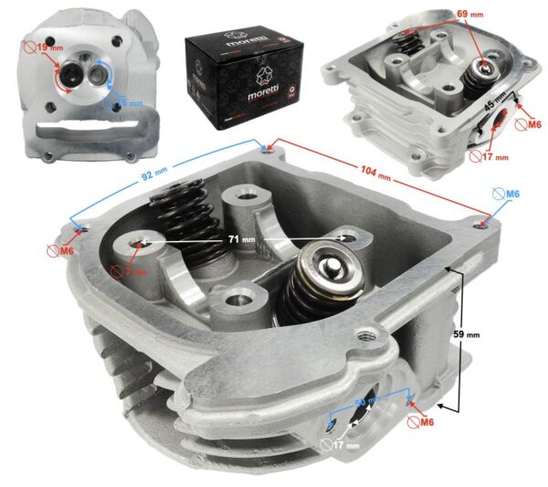 Głowica skuter 4t 80cc 139qmb długie zawory bez recyrkulacji