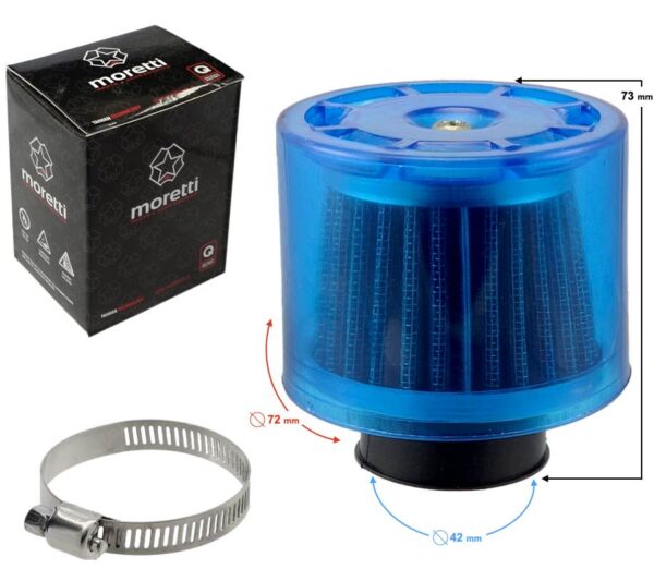 Filtr powietrza stożkowy niebieskiśrednica 42 mm
