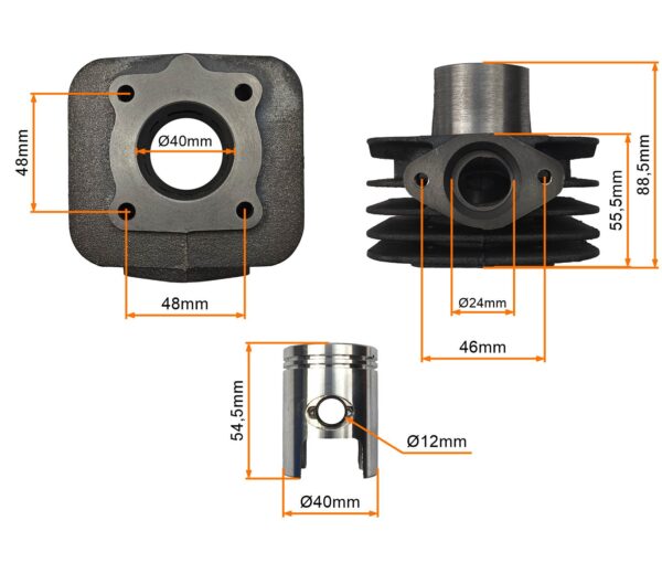 Cylinder .2t 50ccm 40mm Piaggio Zip Motogeneric - obrazek 2