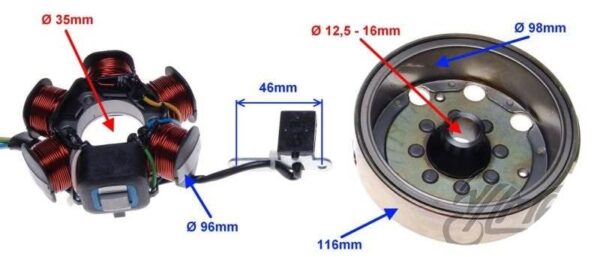 Stator iskrownik 6 cewek koło magnesowe - obrazek 2