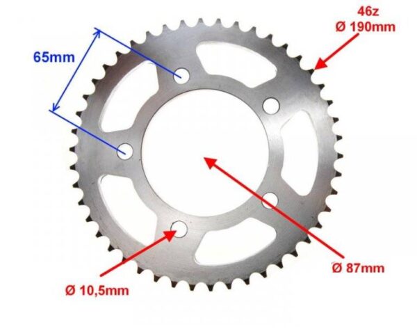 Zębatka tył 46z 428 cpi qm125-2d 125 - obrazek 2