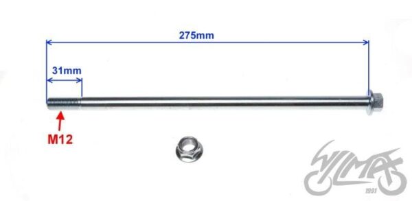 Oś wahacza tył m12 x 275 romet zetka - obrazek 2