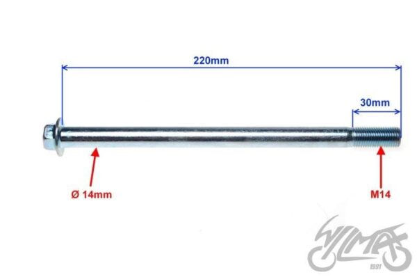 Oś wahacza tył m14 x 220 suzuki gn125 - obrazek 2