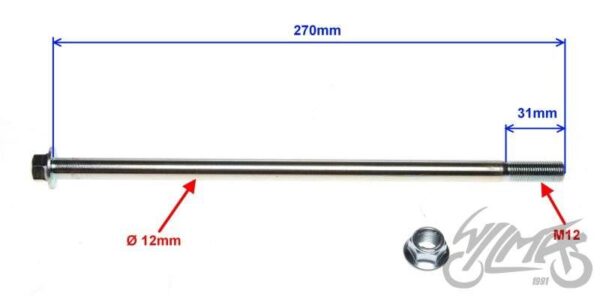 Oś wahacza tył m12 x 270 neken shaft street zipp - obrazek 2