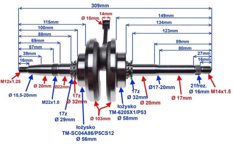 Wał korbowy 150 silnik 4t gy6-bgy7 bn157qmj Wał korbowy 150 silnik 4t gy6-bgy7 bn157qmj - obrazek 2